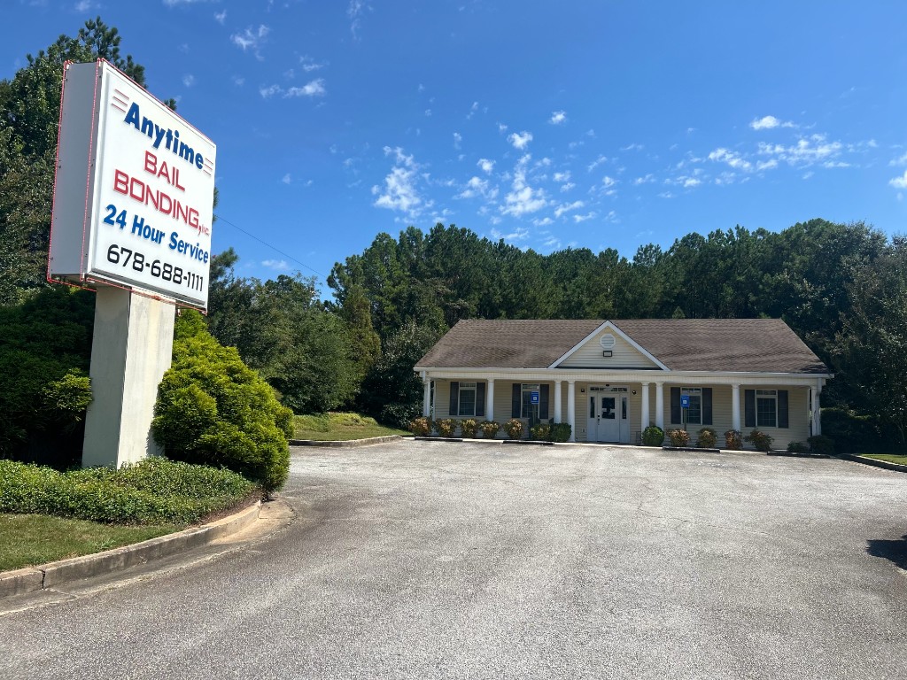 Anytime Bail Bonding Griffin office sign and exterior, 1434 Meriwether Street